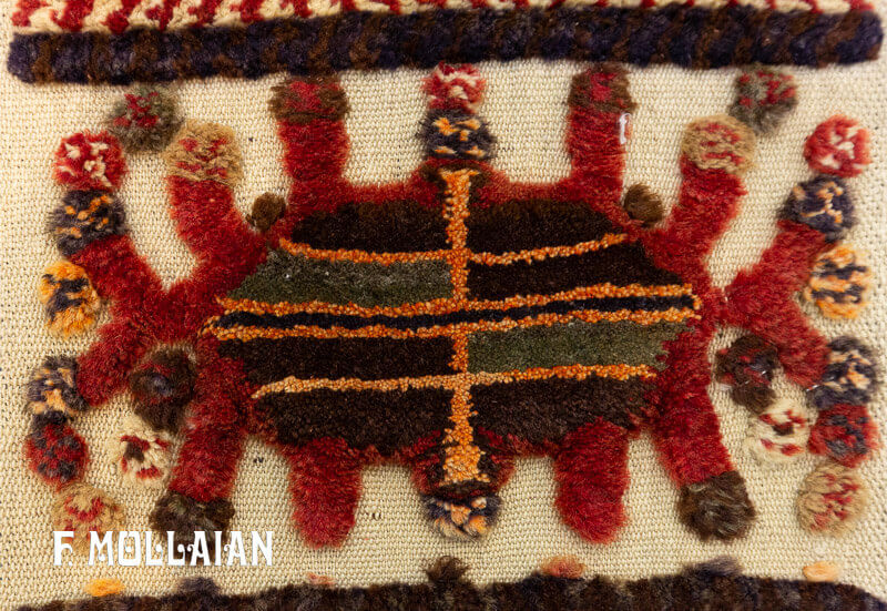 Kilim Persiano (a tessitura piatta) con parte rilievo Raro Bakhtiari Antico n°:20279030